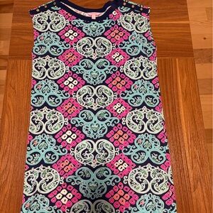 Lilly Pulitzer Green and Pink Midi Pencil Dress for Cocktail